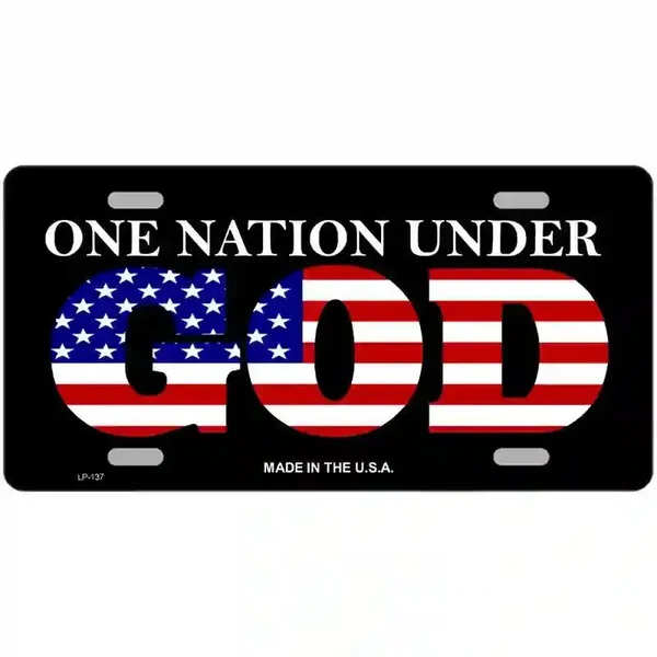 One Nation Under God Metal Novelty License Plate