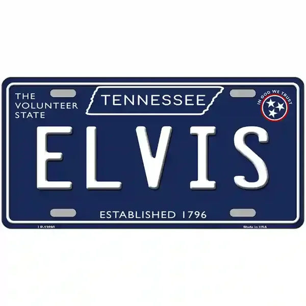 Elvis Tennessee Blue Novelty Metal License Plate Tag