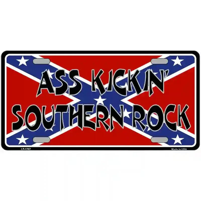 Southern Rock Confederate Flag Metal Novelty License Plate