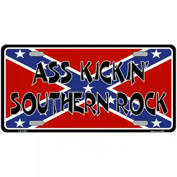 Southern Rock Confederate Flag Metal Novelty License Plate