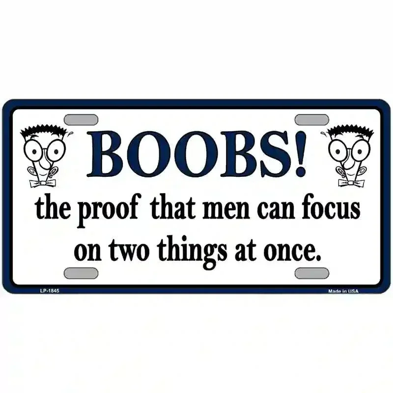 Boobs Proof Metal Novelty License Plate