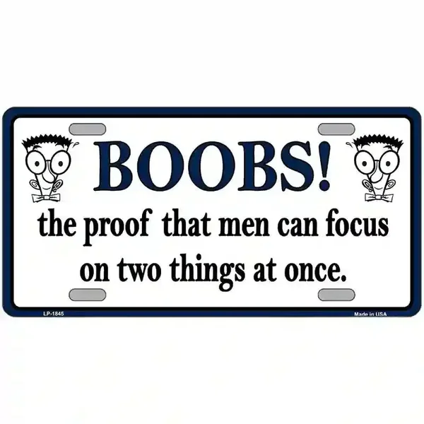 Boobs Proof Metal Novelty License Plate