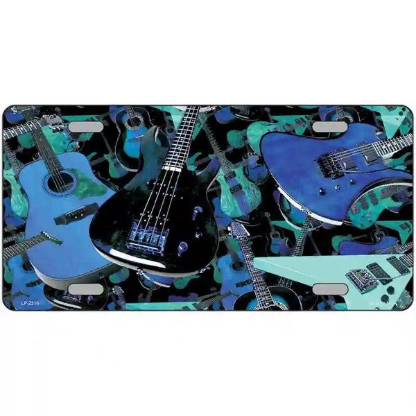Guitars Blue Metal Novelty License Plate