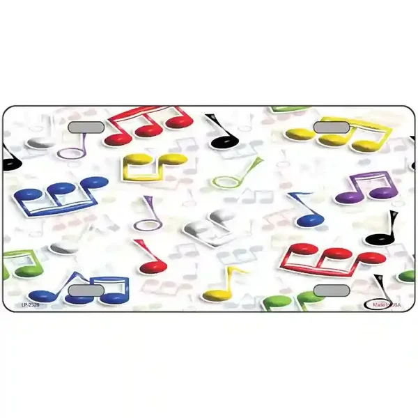 Musical Notes Multi-Color Metal Novelty License Plate