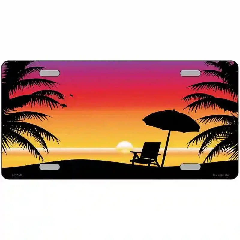 Sunset Beach Metal Novelty License Plate