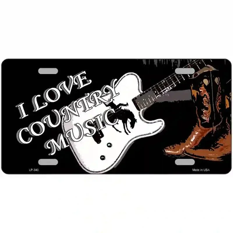 I Love Country Music Metal Novelty License Plate