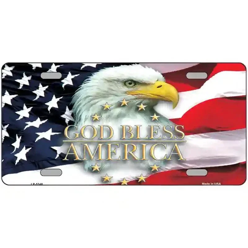 God Bless America Metal Novelty License Plate