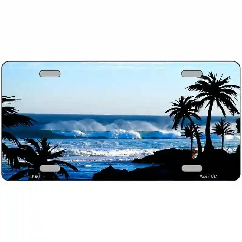 Ocean Wave Metal Novelty License Plate