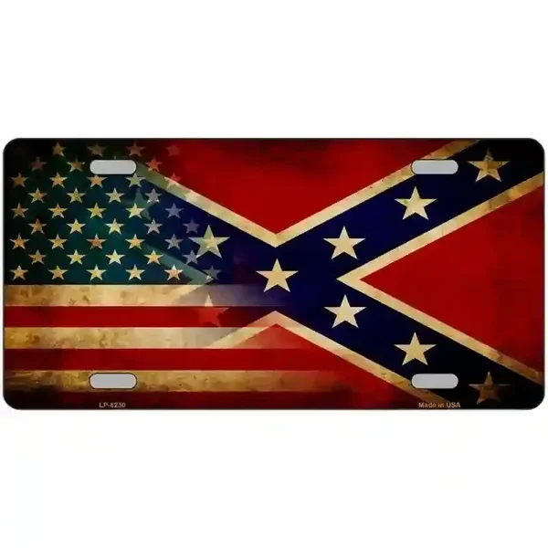 American Confederate Flag Novelty Metal License Plate