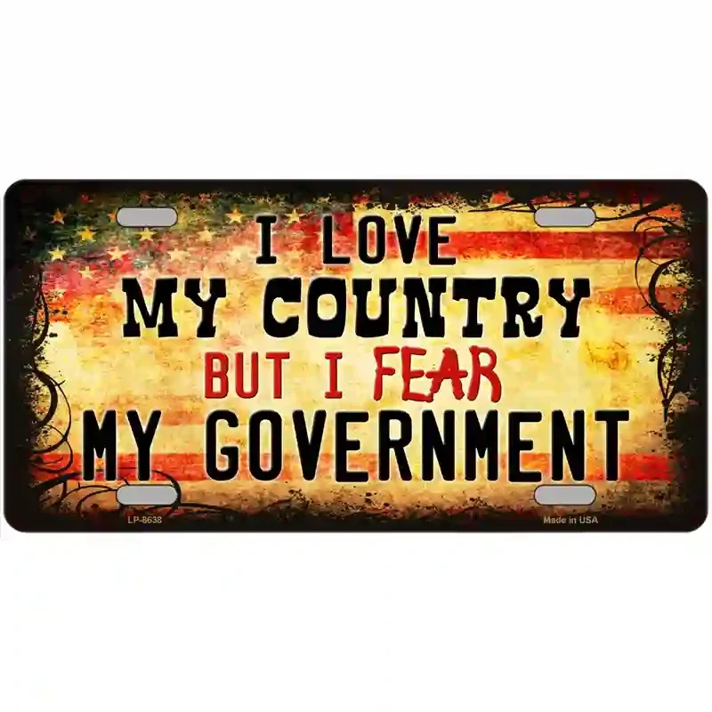 I Love My Country Metal Novelty License Plate