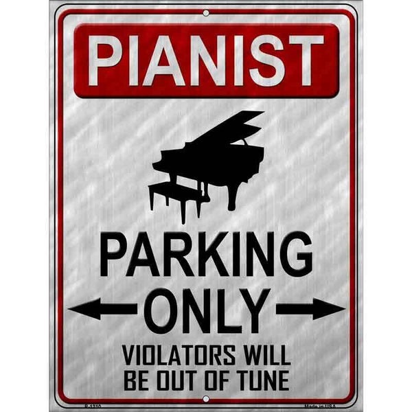 Pianist Parking Metal Novelty Parking Sign
