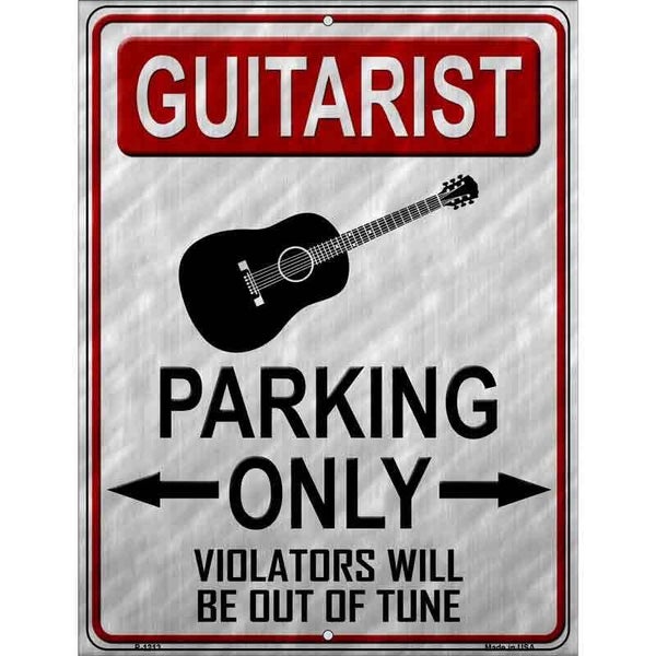 Guitarist Parking Metal Novelty Parking Sign
