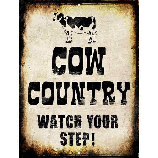 Cow Country Metal Novelty Parking Sign
