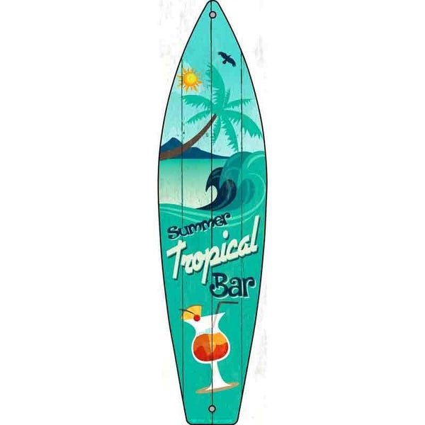 Tropical Bar Novelty Metal Surfboard Sign