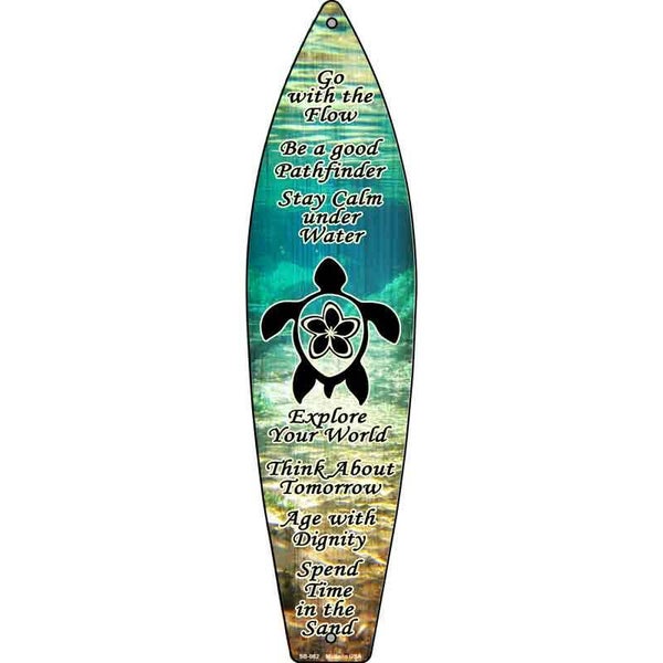 Sea Turtle Underwater Novelty Metal Surfboard Sign