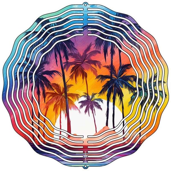 Colorful Palms and Sun Novelty Metal Wind Spinner WCS-059