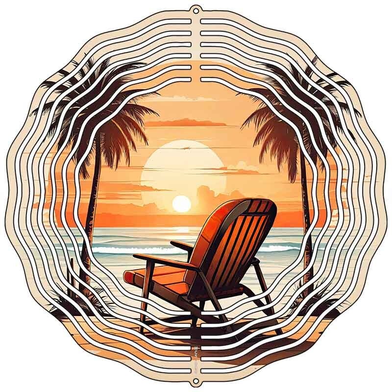 Beach Chair and Palms Novelty Metal Wind Spinner WCS-090