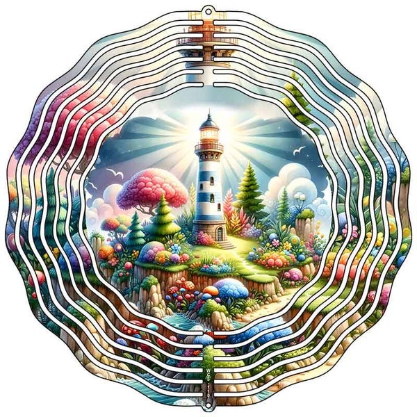 Whimsical Lighthouse Novelty Metal Wind Spinner WCS-110