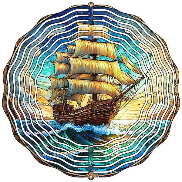 Sailboat Novelty Metal Wind Spinner WCS-116