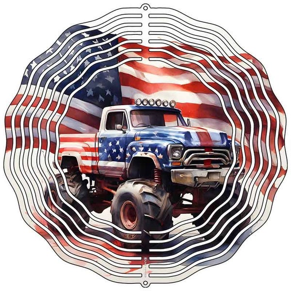 American Monster Truck Novelty Metal Wind Spinner WCS-129