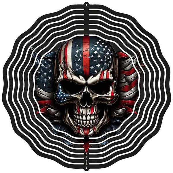 American Skull Novelty Metal Wind Spinner WCS-131