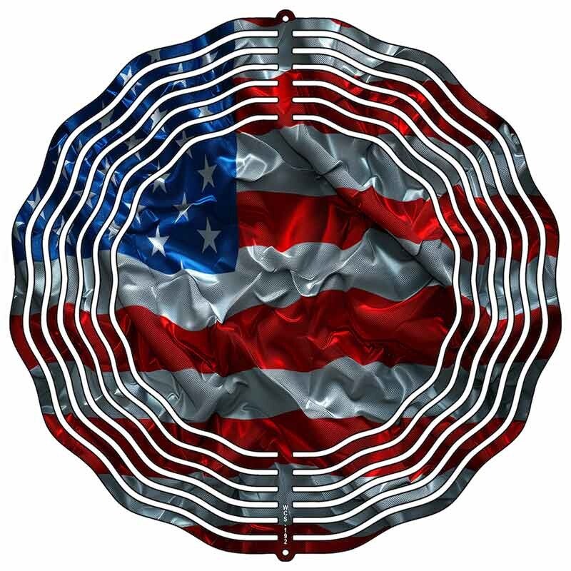 American Flag Foiled Novelty Metal Wind Spinner WCS-192