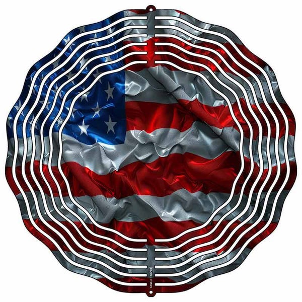 American Flag Foiled Novelty Metal Wind Spinner WCS-192