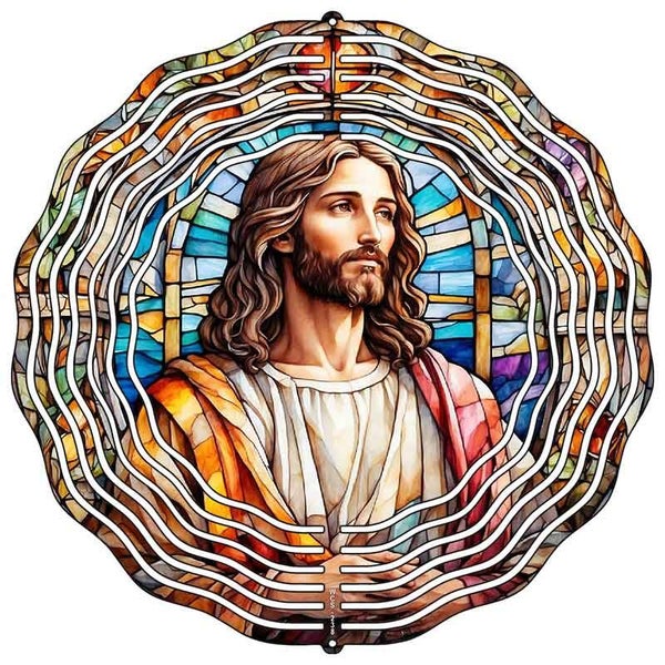 Jesus Christ-Stained Glass Novelty Metal Wind Spinner WCS-238