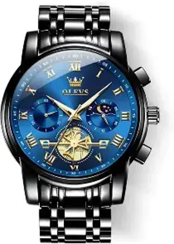 OLEVS Black & Blue Roman Dial Watch