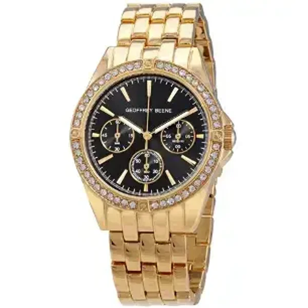 Geoffrey Beene Gold Tone Crystal Bezel Watch