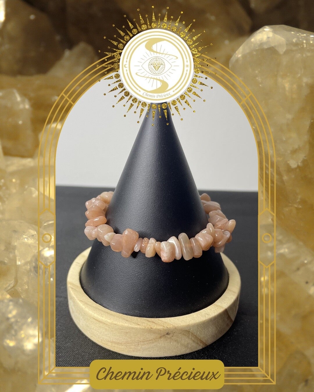 Bracelet collection "pépite" - pierre de lune rose