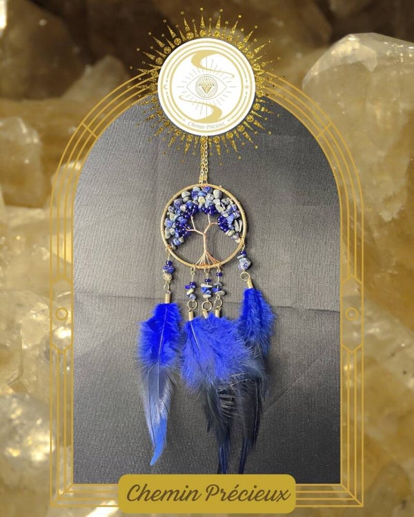 Attrape rêves doré - arbre de vie & sodalite