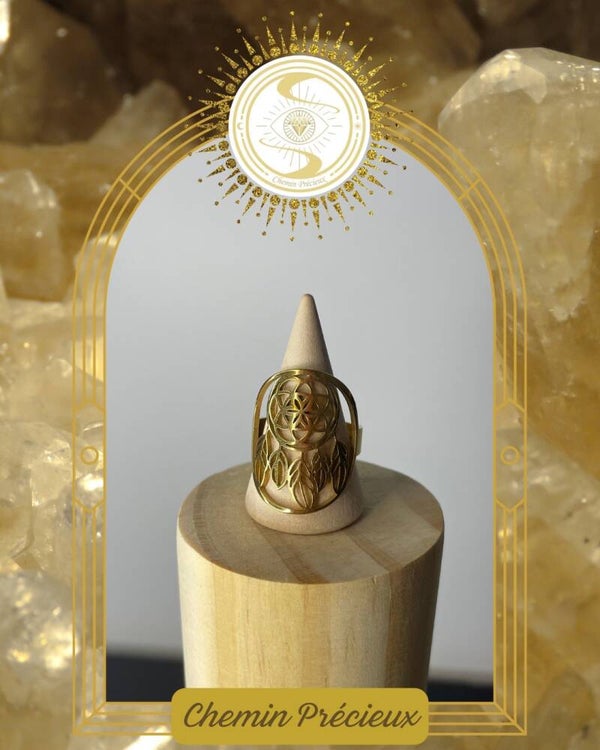 Bague dorée - attrape rêves - acier inoxydable