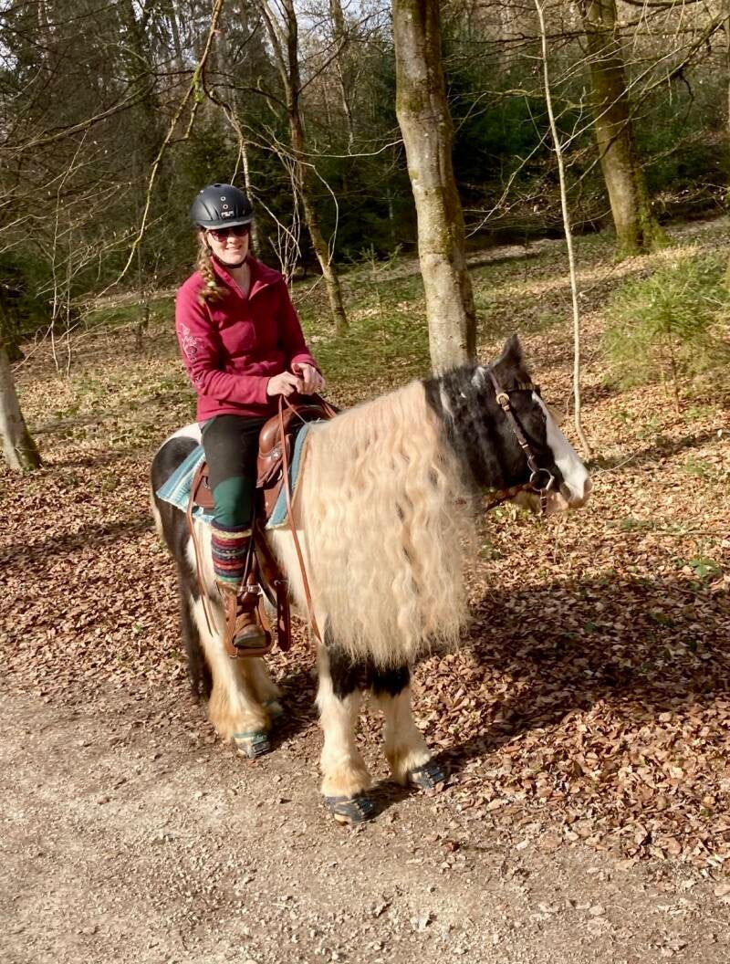 Geführter Ausritt mit Tinker-Begleitung bei JLo's Ponyreiten