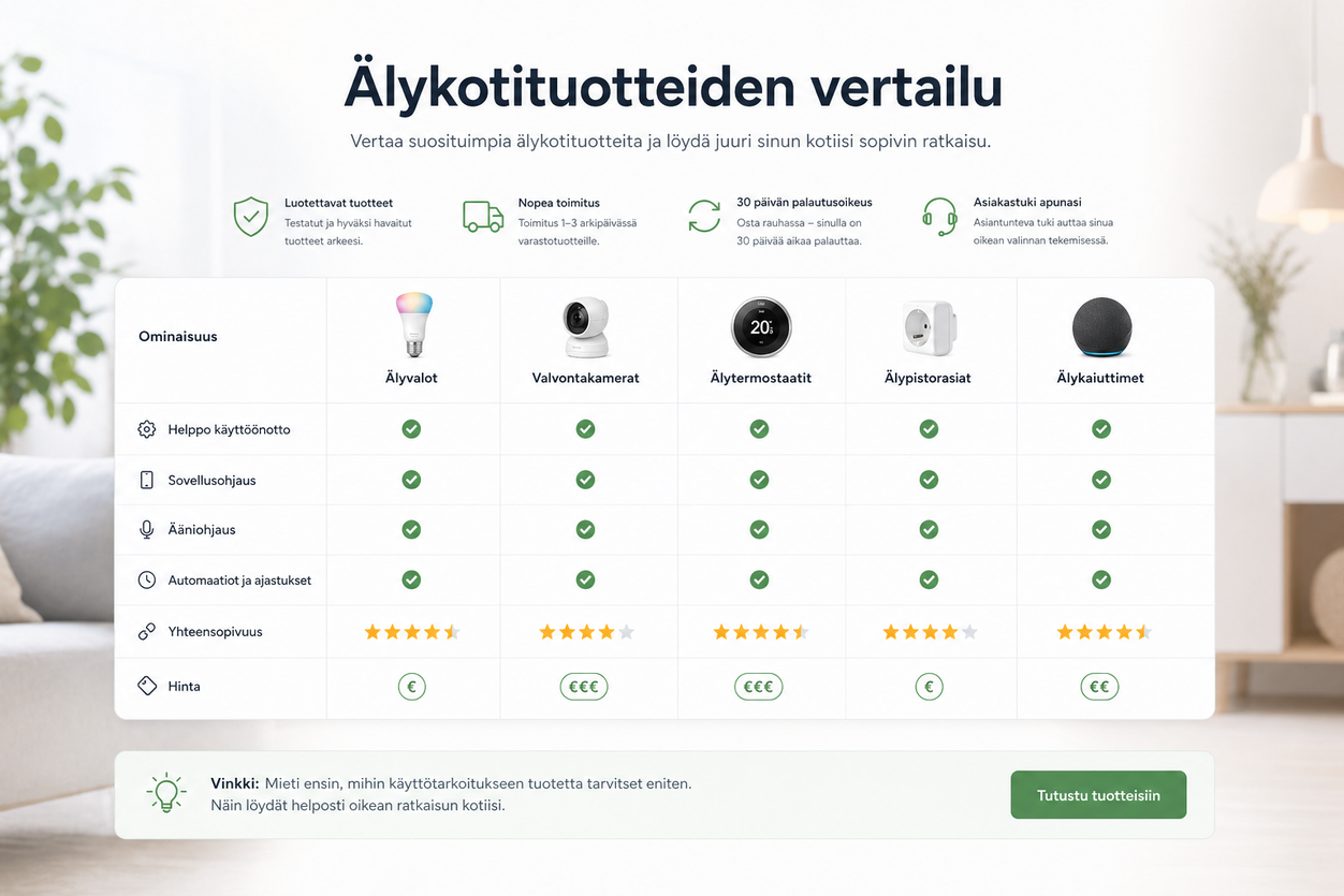 Älykotilaitteita kodin käyttöön