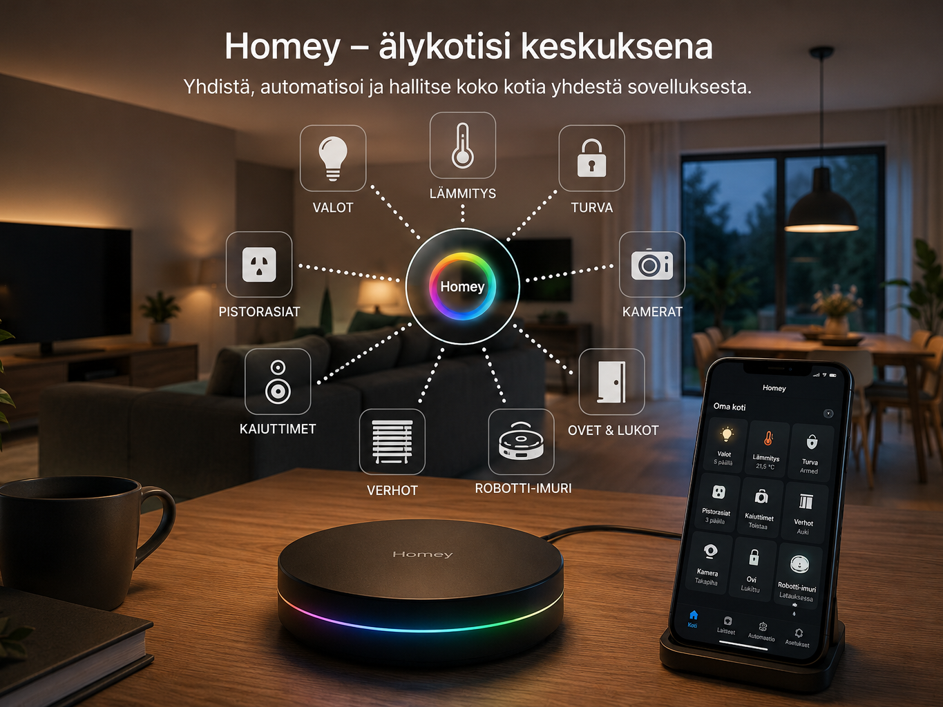 Homey älykotijärjestelmä kodissa