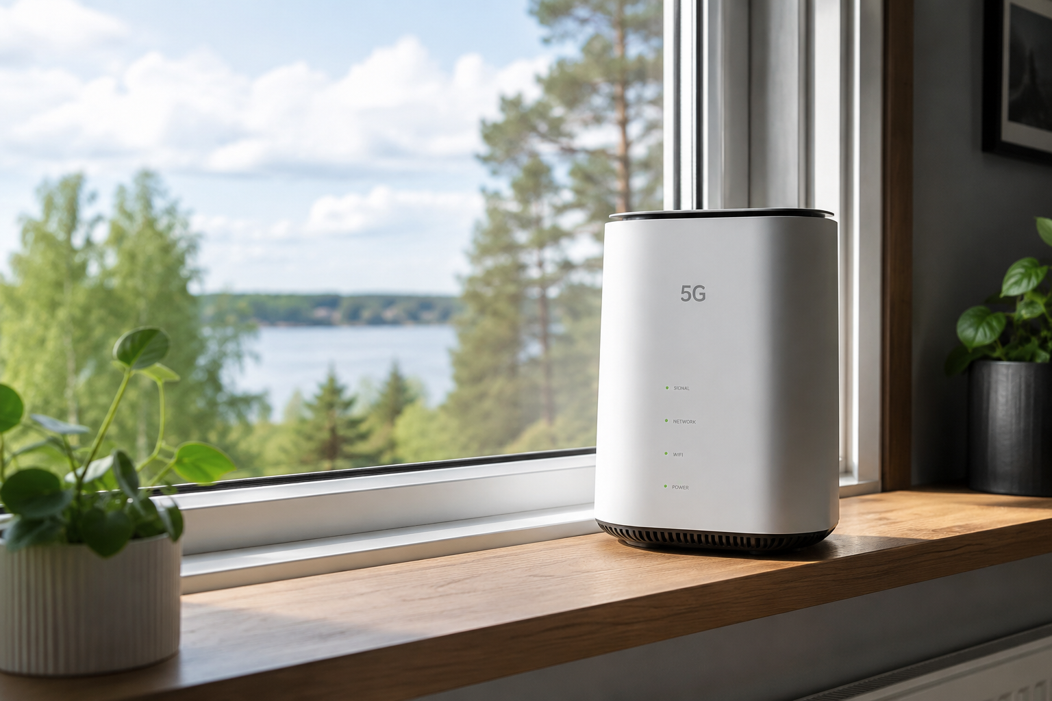 5G-reititin ikkunan lähellä kotona