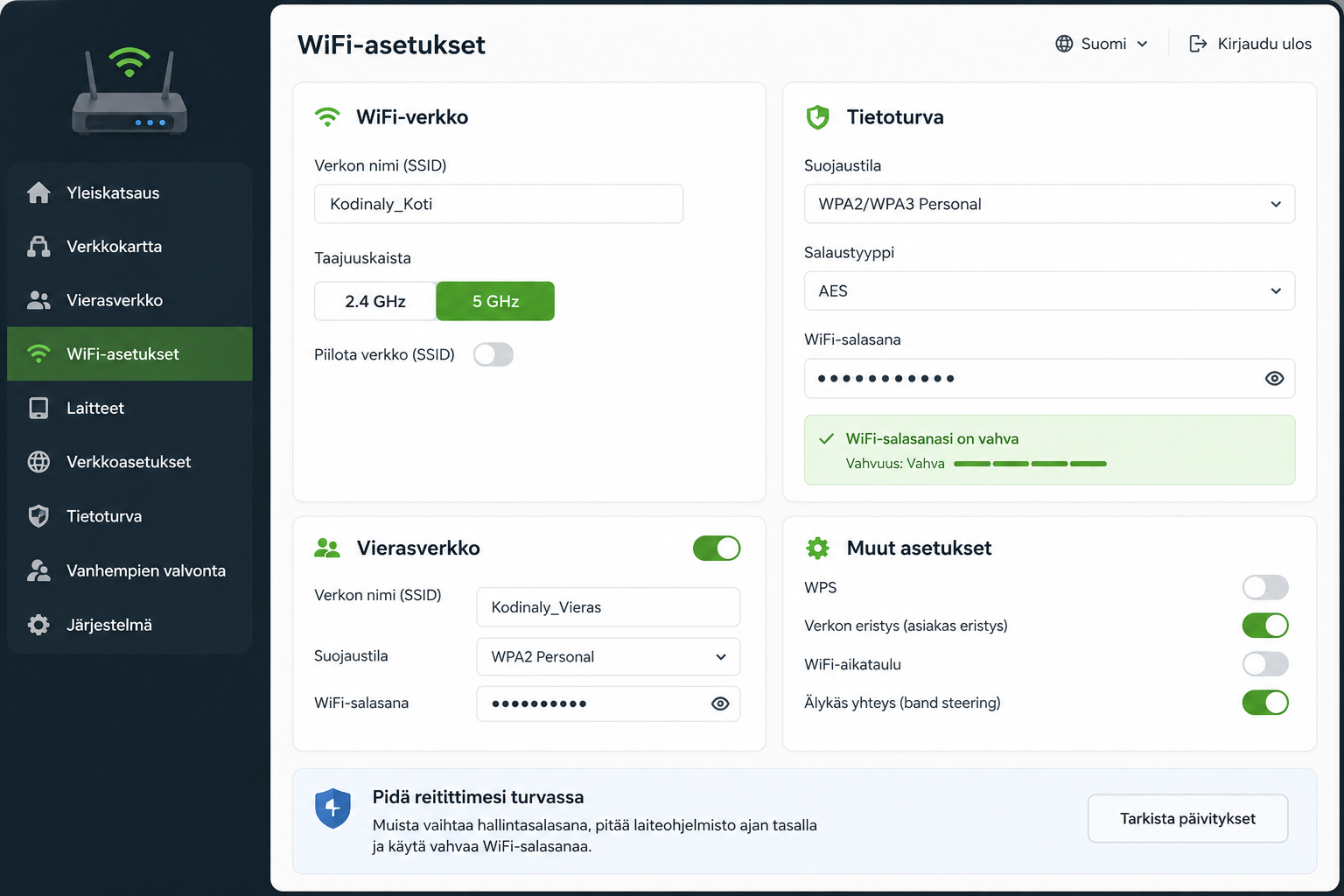 Reitittimen turvallisuusasetukset