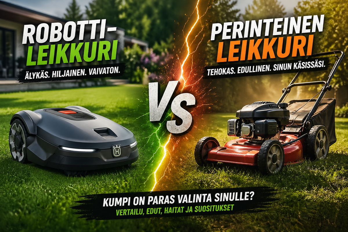 Robottiruohonleikkuri vs perinteinen ruohonleikkuri vertailu