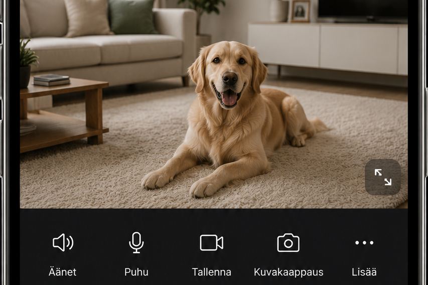 Koiraa seurataan älykameralla puhelimesta