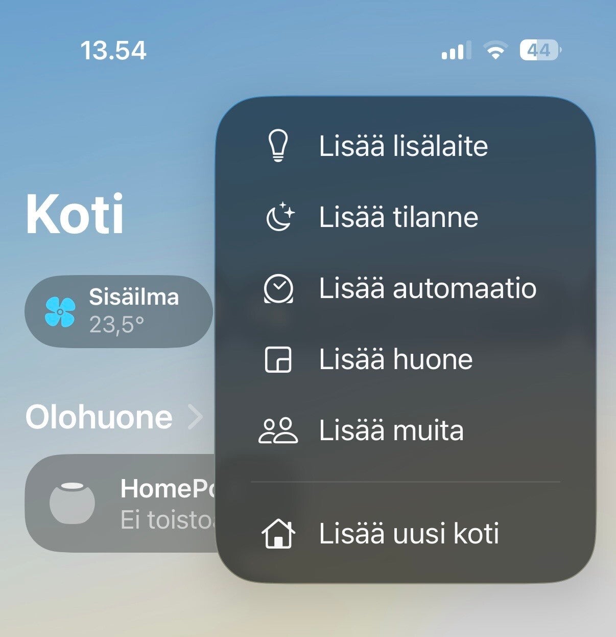 Apple Koti sovellus HomeKit käyttöönotto