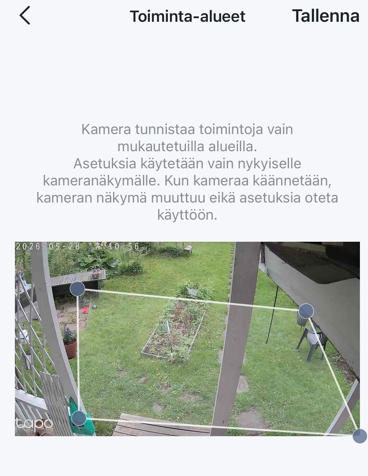 Valvontakameran havaintoalueiden säätäminen