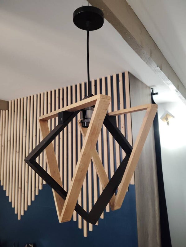 Suspension grand modèle noir et bois