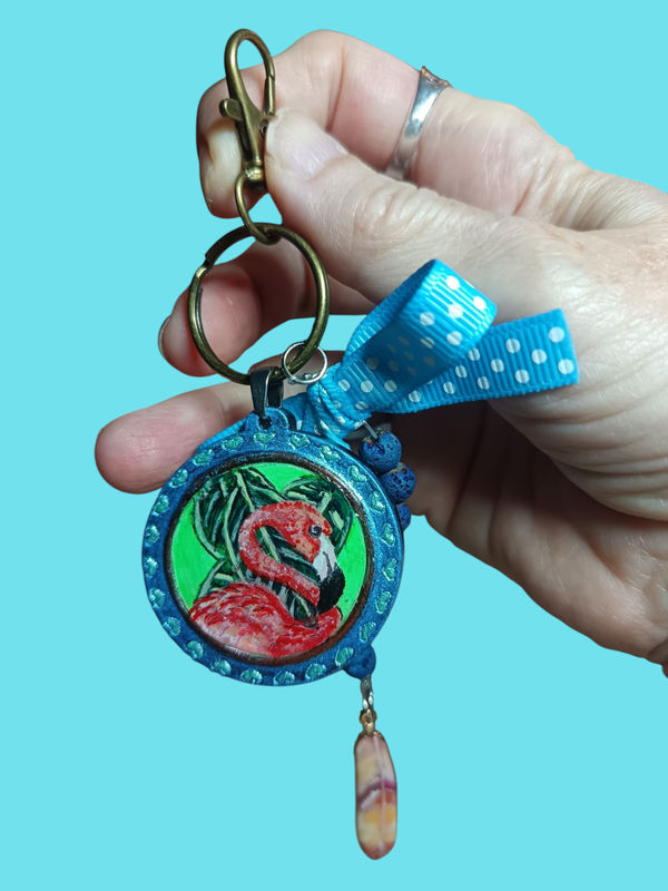Collection "Oiseaux exotiques" - Porte clés - Flamant des rêves N°2