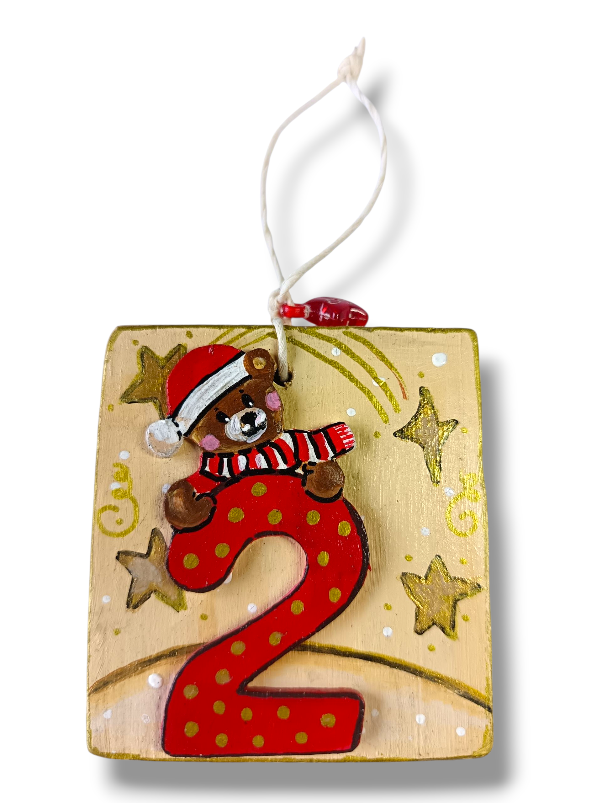 Décoration en bois – Ourson n°2 (Étoiles dorées)