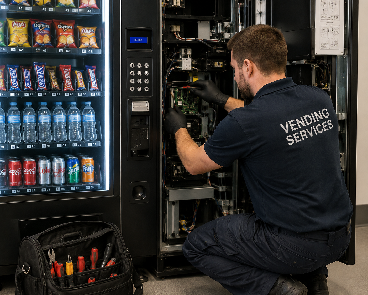 Essex based vending machine service engineer at work