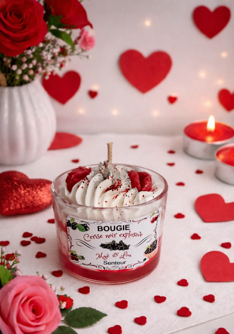 Bougie cerise noire explosive