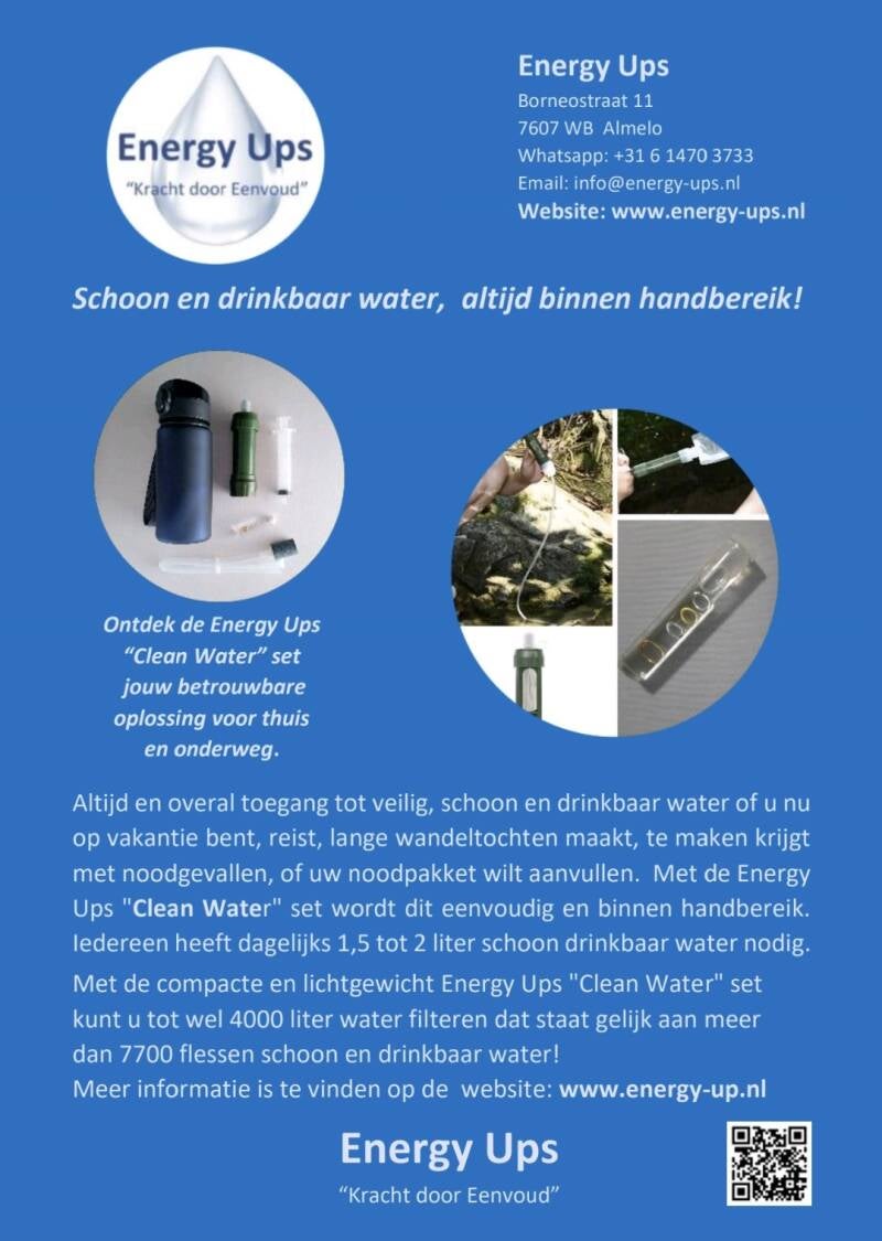 heb je met de clean water set schoon, veilg en drinkbaar watter