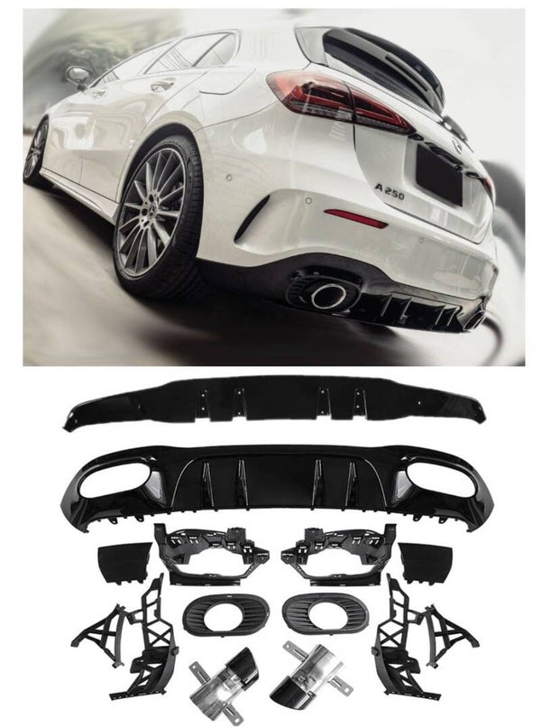 Mercedes W177 A-Klasse Hatchback diffuser + uitlaatstukken 2x1
