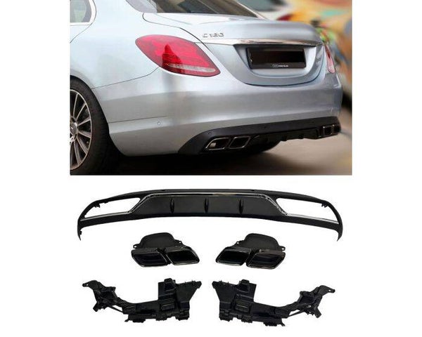 Mercedes W205 C-Klasse standaarduitrusting diffuser + uitlaatstukken